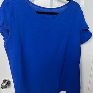 SHEIN Royal Blue Ruffle Sleeve Blouse